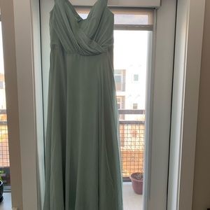Off Shoulder Sage Green Bridesmaid Dress